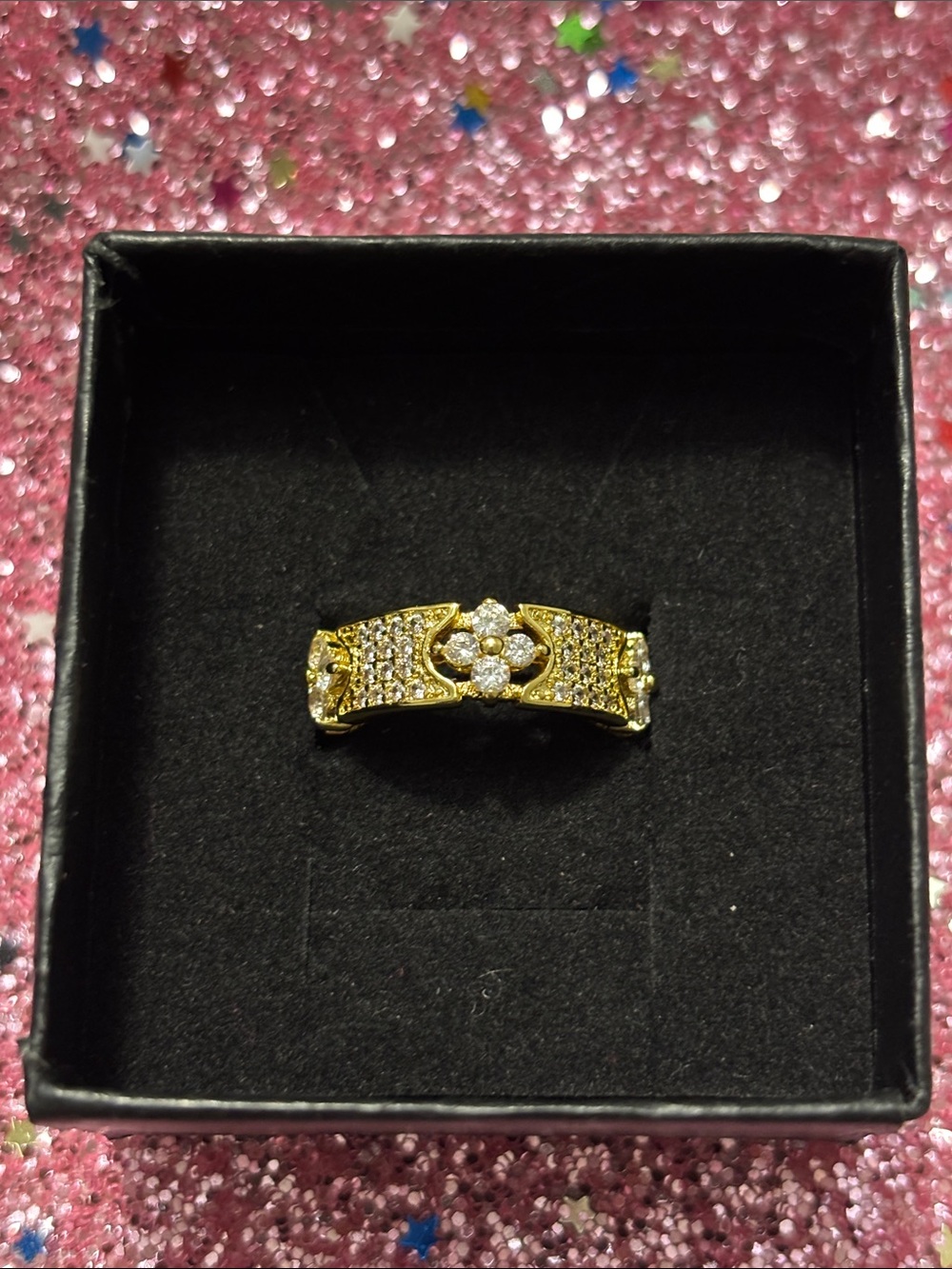 Gold Clover Floral Diamond Accent Ring